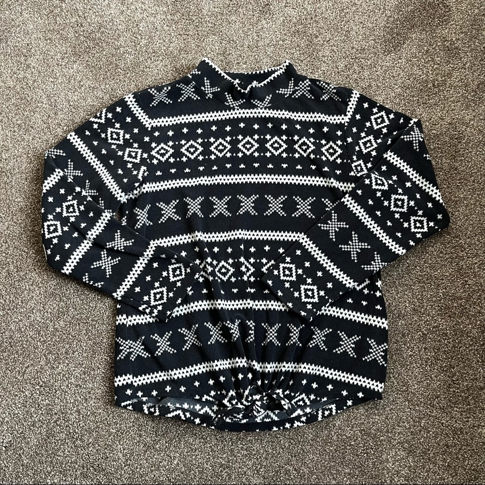 Old Navy Fleece Fair Isle Tie-front Top
